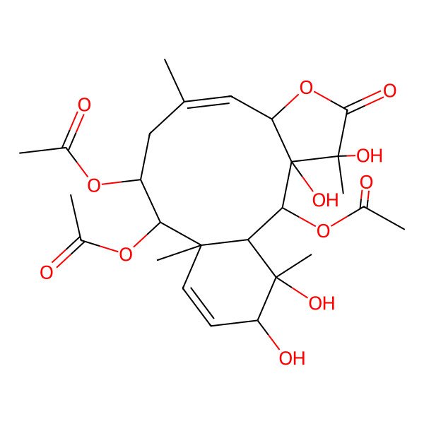 2D Structure of [(1S,2R,3S,4S,7S,8Z,11R,12R,13S,16R,17S)-2,12-diacetyloxy-3,4,16,17-tetrahydroxy-4,9,13,17-tetramethyl-5-oxo-6-oxatricyclo[11.4.0.03,7]heptadeca-8,14-dien-11-yl] acetate