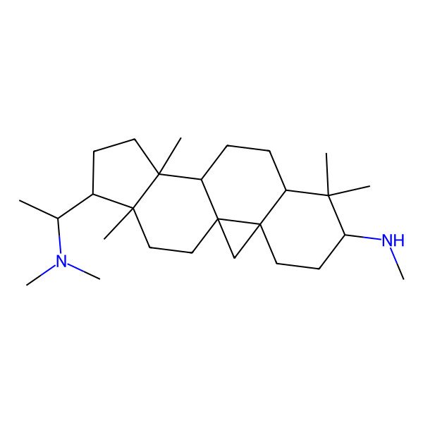 2D Structure of (1S,3R,6S,8R,11R,12R,15S,16R)-15-[(1S)-1-(dimethylamino)ethyl]-N,7,7,12,16-pentamethylpentacyclo[9.7.0.01,3.03,8.012,16]octadecan-6-amine