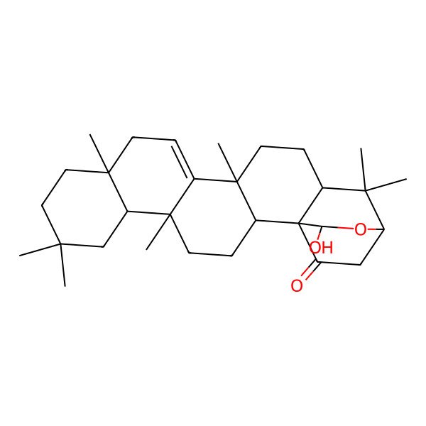 2D Structure of (1R,2S,5S,6R,11R,15R,18S,20S)-22-hydroxy-5,8,8,11,15,19,19-heptamethyl-21-oxahexacyclo[18.2.2.01,18.02,15.05,14.06,11]tetracos-13-en-23-one