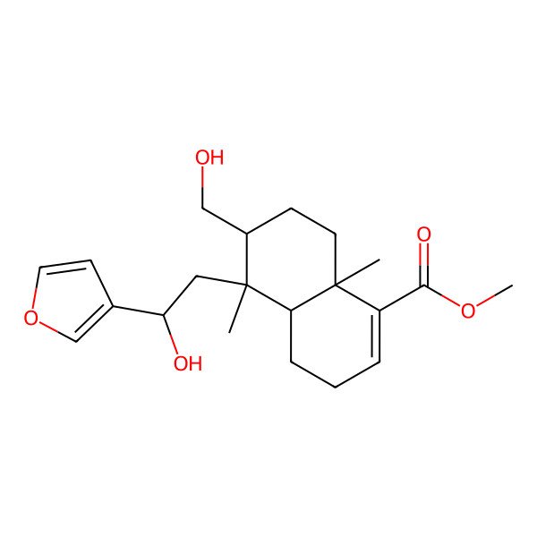 2D Structure of Methyl 5-[2-(furan-3-yl)-2-hydroxyethyl]-6-(hydroxymethyl)-5,8a-dimethyl-3,4,4a,6,7,8-hexahydronaphthalene-1-carboxylate