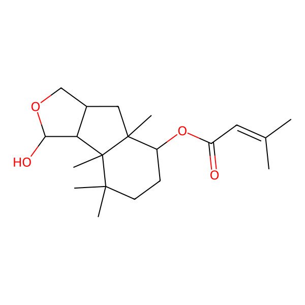 2D Structure of [(1S,3aR,4aR,5R,8aR,8bR)-1-hydroxy-4a,8,8,8a-tetramethyl-1,3,3a,4,5,6,7,8b-octahydroindeno[1,2-c]furan-5-yl] 3-methylbut-2-enoate
