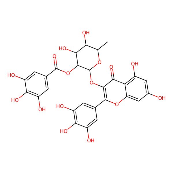 2D Structure of [2-[5,7-Dihydroxy-4-oxo-2-(3,4,5-trihydroxyphenyl)chromen-3-yl]oxy-4,5-dihydroxy-6-methyloxan-3-yl] 3,4,5-trihydroxybenzoate