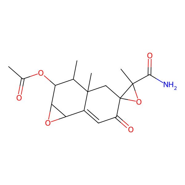 2D Structure of [(1aR,2R,3R,3'S,3aR,5R,7bS)-3'-carbamoyl-3,3',3a-trimethyl-6-oxospiro[2,3,4,7b-tetrahydro-1aH-naphtho[1,2-b]oxirene-5,2'-oxirane]-2-yl] acetate