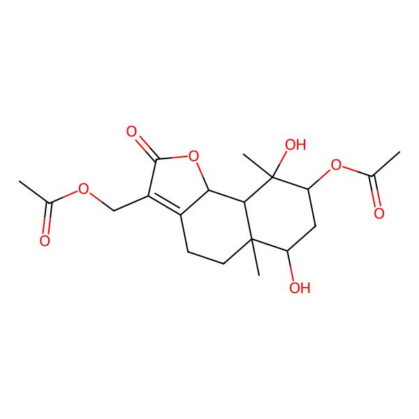 2D Structure of (8-acetyloxy-6,9-dihydroxy-5a,9-dimethyl-2-oxo-5,6,7,8,9a,9b-hexahydro-4H-benzo[g][1]benzofuran-3-yl)methyl acetate