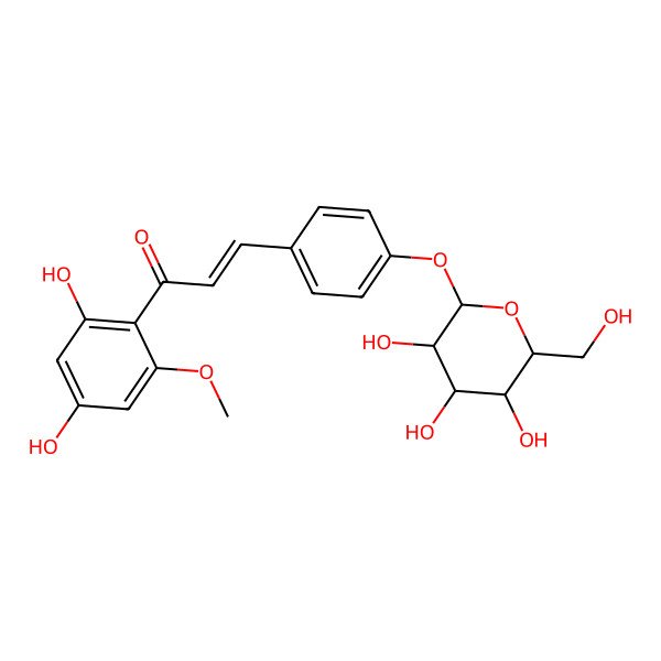 2D Structure of 1-(2,4-Dihydroxy-6-methoxyphenyl)-3-[4-[3,4,5-trihydroxy-6-(hydroxymethyl)oxan-2-yl]oxyphenyl]prop-2-en-1-one