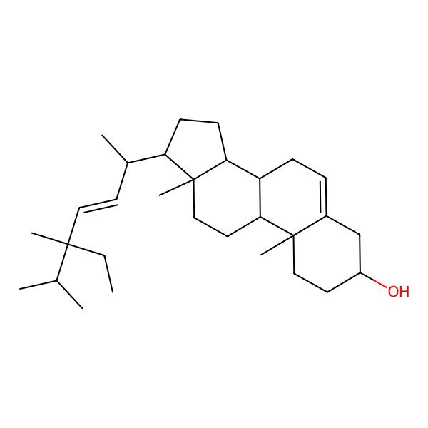 2D Structure of 17-(5-ethyl-5,6-dimethylhept-3-en-2-yl)-10,13-dimethyl-2,3,4,7,8,9,11,12,14,15,16,17-dodecahydro-1H-cyclopenta[a]phenanthren-3-ol