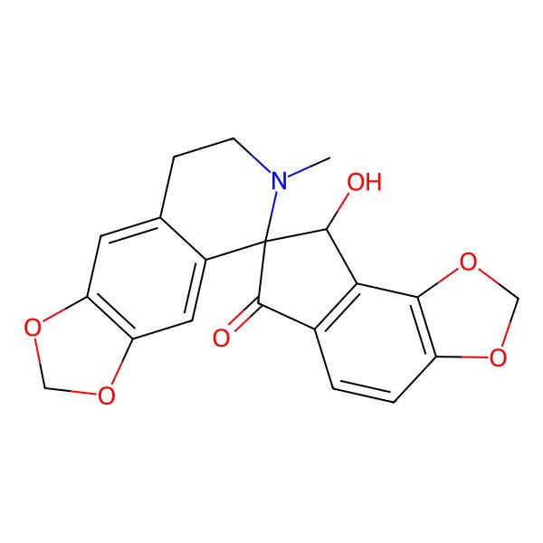 2D Structure of (5S,8'S)-8'-hydroxy-6-methylspiro[7,8-dihydro-[1,3]dioxolo[4,5-g]isoquinoline-5,7'-8H-cyclopenta[g][1,3]benzodioxole]-6'-one