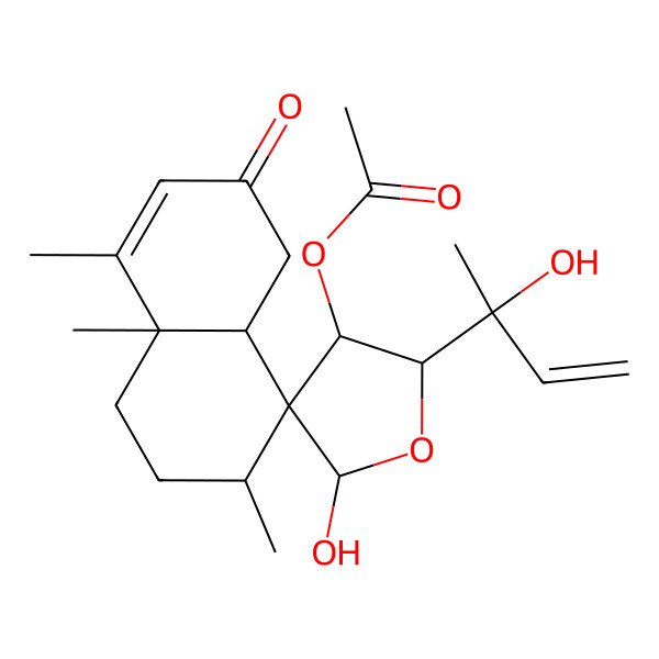 2D Structure of [(2'S,3S,3'S,4S,4aR,5'R,8aS)-5'-hydroxy-2'-[(2R)-2-hydroxybut-3-en-2-yl]-3,8,8a-trimethyl-6-oxospiro[2,3,4a,5-tetrahydro-1H-naphthalene-4,4'-oxolane]-3'-yl] acetate