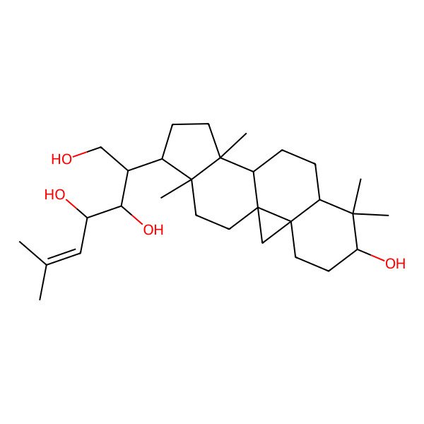2D Structure of 2-(6-Hydroxy-7,7,12,16-tetramethyl-15-pentacyclo[9.7.0.01,3.03,8.012,16]octadecanyl)-6-methylhept-5-ene-1,3,4-triol