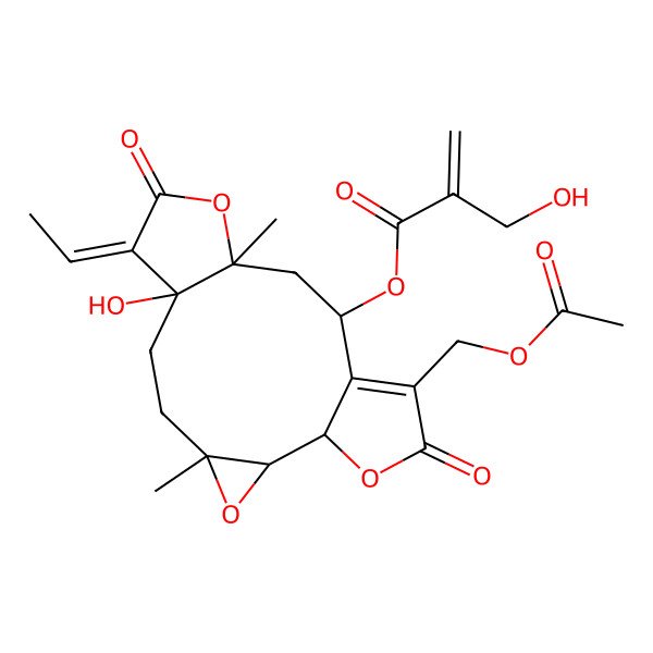 2D Structure of [(1S,2R,4R,7R,8Z,11R,13S)-15-(acetyloxymethyl)-8-ethylidene-7-hydroxy-4,11-dimethyl-9,16-dioxo-3,10,17-trioxatetracyclo[12.3.0.02,4.07,11]heptadec-14-en-13-yl] 2-(hydroxymethyl)prop-2-enoate