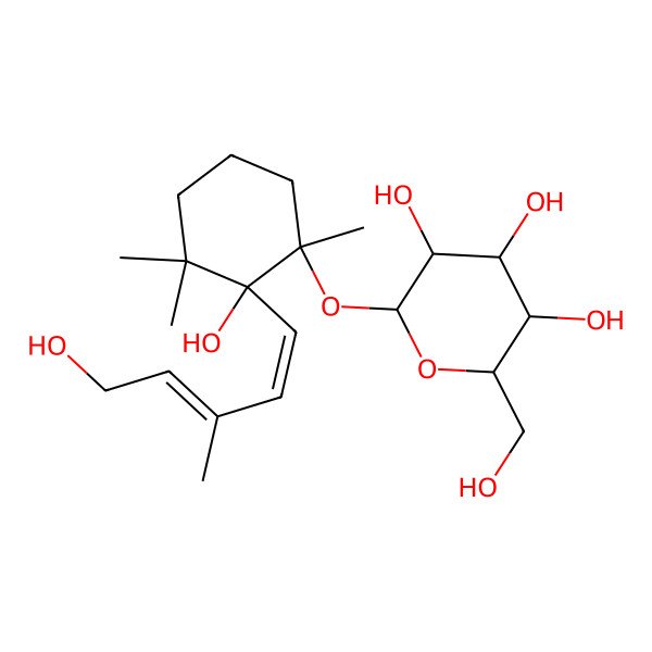2D Structure of 2-[2-Hydroxy-2-(5-hydroxy-3-methylpenta-1,3-dienyl)-1,3,3-trimethylcyclohexyl]oxy-6-(hydroxymethyl)oxane-3,4,5-triol