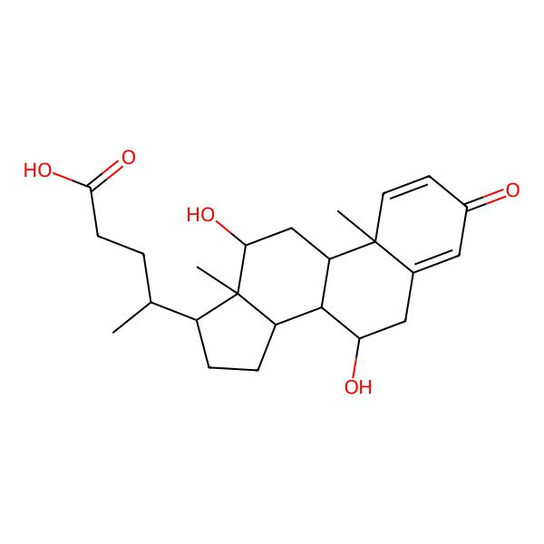 2D Structure of 4-(7,12-Dihydroxy-10,13-dimethyl-3-oxo-6,7,8,9,11,12,14,15,16,17-decahydrocyclopenta[a]phenanthren-17-yl)pentanoic acid