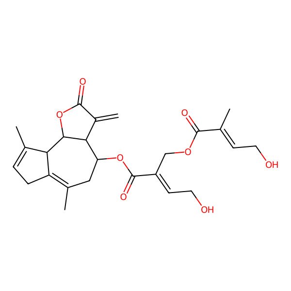 2D Structure of [(3aR,4R,9aS,9bR)-6,9-dimethyl-3-methylidene-2-oxo-3a,4,5,7,9a,9b-hexahydroazuleno[4,5-b]furan-4-yl] (E)-4-hydroxy-2-[[(E)-4-hydroxy-2-methylbut-2-enoyl]oxymethyl]but-2-enoate