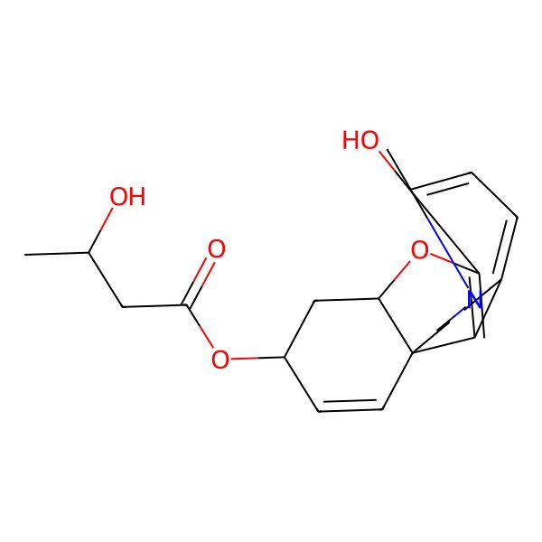 2D Structure of (9-Hydroxy-4-methyl-11-oxa-4-azatetracyclo[8.6.1.01,12.06,17]heptadeca-6(17),7,9,15-tetraen-14-yl) 3-hydroxybutanoate