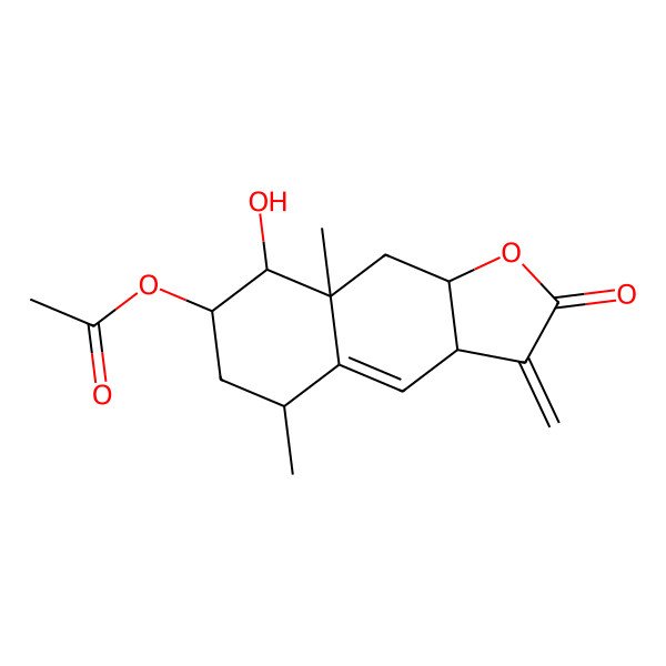 2D Structure of [(3aR,5S,7S,8S,8aR,9aR)-8-hydroxy-5,8a-dimethyl-3-methylidene-2-oxo-5,6,7,8,9,9a-hexahydro-3aH-benzo[f][1]benzofuran-7-yl] acetate