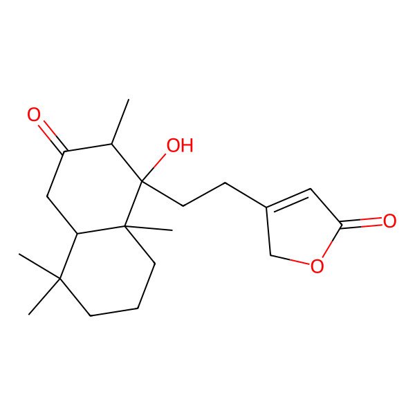 2D Structure of 3-[2-(1-hydroxy-2,5,5,8a-tetramethyl-3-oxo-2,4,4a,6,7,8-hexahydronaphthalen-1-yl)ethyl]-2H-furan-5-one