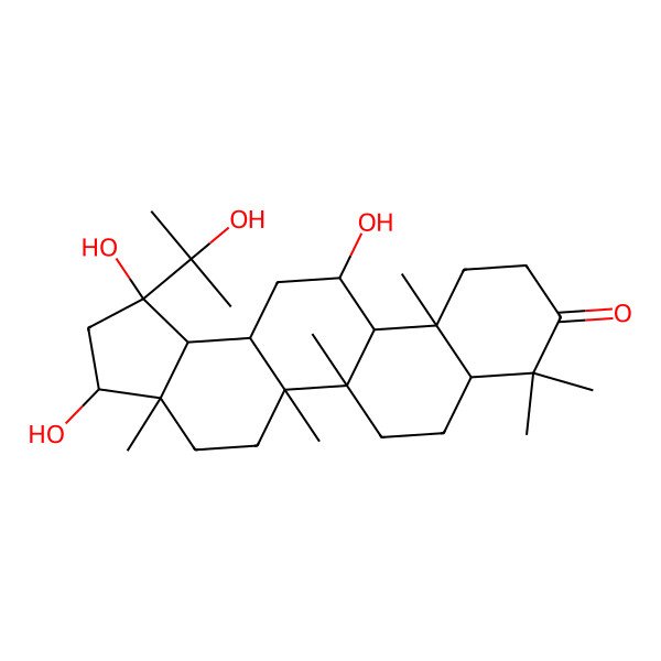 2D Structure of (1S,3R,3aR,5aR,5bR,7aR,11aS,11bR,12R,13aR,13bR)-1,3,12-trihydroxy-1-(2-hydroxypropan-2-yl)-3a,5a,5b,8,8,11a-hexamethyl-2,3,4,5,6,7,7a,10,11,11b,12,13,13a,13b-tetradecahydrocyclopenta[a]chrysen-9-one