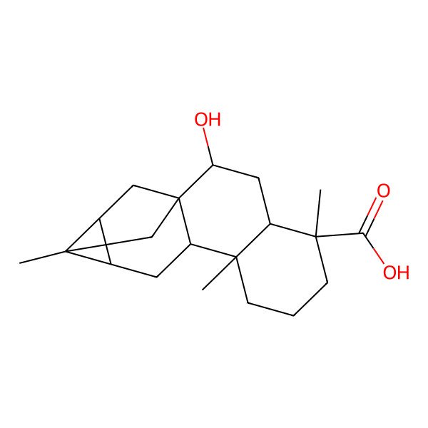 2D Structure of (1R,2S,4S,5R,9S,10S,12R,13R,14S)-2-hydroxy-5,9,13-trimethylpentacyclo[11.2.1.01,10.04,9.012,14]hexadecane-5-carboxylic acid