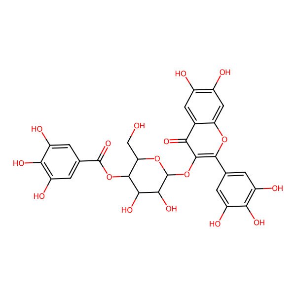 2D Structure of [6-[6,7-Dihydroxy-4-oxo-2-(3,4,5-trihydroxyphenyl)chromen-3-yl]oxy-4,5-dihydroxy-2-(hydroxymethyl)oxan-3-yl] 3,4,5-trihydroxybenzoate