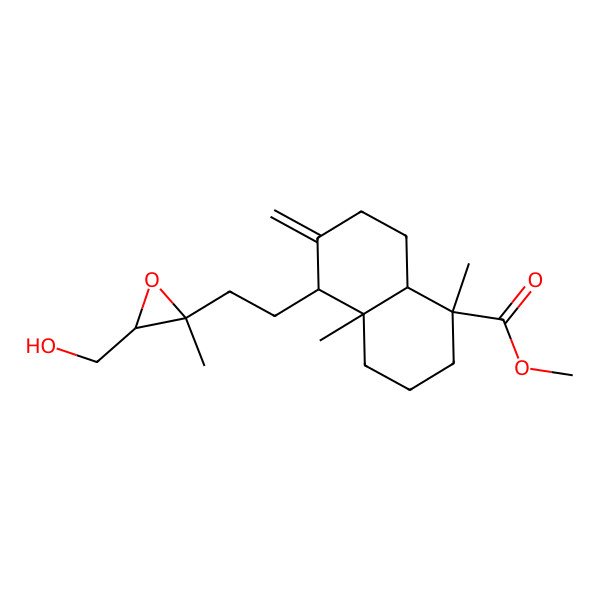 2D Structure of methyl (1S,4aR,5S,8aR)-5-[2-[(2S,3R)-3-(hydroxymethyl)-2-methyloxiran-2-yl]ethyl]-1,4a-dimethyl-6-methylidene-3,4,5,7,8,8a-hexahydro-2H-naphthalene-1-carboxylate