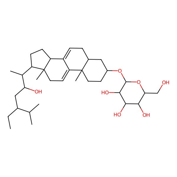 2D Structure of 2-[[17-(5-ethyl-3-hydroxy-6-methylheptan-2-yl)-10,13-dimethyl-2,3,4,5,6,12,14,15,16,17-decahydro-1H-cyclopenta[a]phenanthren-3-yl]oxy]-6-(hydroxymethyl)oxane-3,4,5-triol