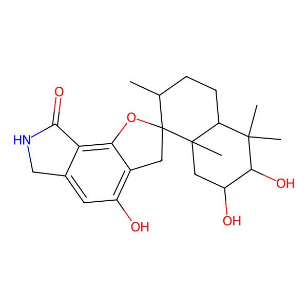 2D Structure of 2,3,4'-trihydroxy-4,4,7,8a-tetramethylspiro[2,3,4a,5,6,7-hexahydro-1H-naphthalene-8,2'-6,7-dihydro-3H-furo[3,2-g]isoindole]-8'-one