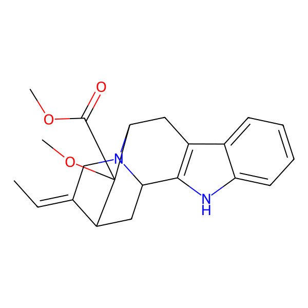2D Structure of Methyl 15-ethylidene-13-methoxy-3,17-diazapentacyclo[12.3.1.02,10.04,9.012,17]octadeca-2(10),4,6,8-tetraene-13-carboxylate