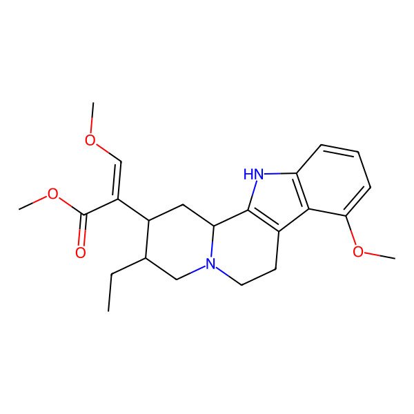 2D Structure of methyl (Z)-2-[(2S,3R,12bS)-3-ethyl-8-methoxy-1,2,3,4,6,7,12,12b-octahydroindolo[2,3-a]quinolizin-2-yl]-3-methoxyprop-2-enoate