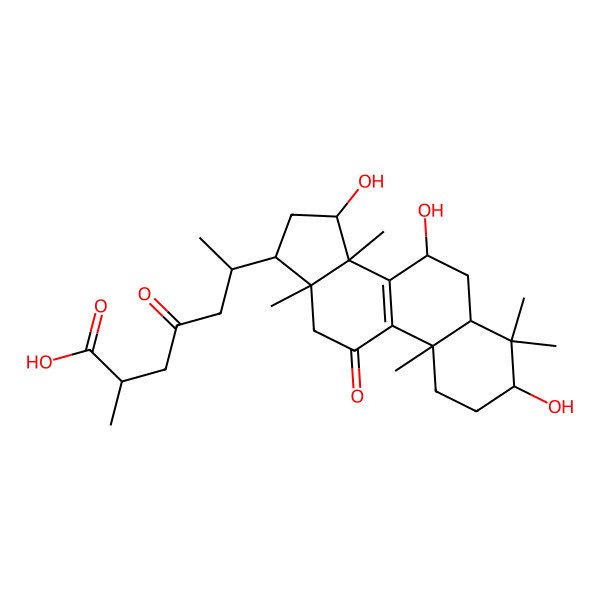 2D Structure of Lanost-8-en-26-Oic acid, 3,7,15-trihydroxy-11,23-dioxo-, (3beta,15alpha)-