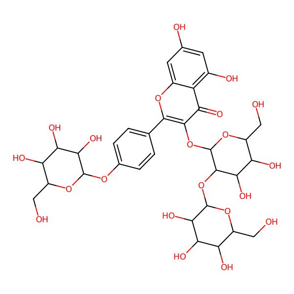2D Structure of 3-[(2R,3S,4R,5R,6S)-4,5-dihydroxy-6-(hydroxymethyl)-3-[(2R,3S,4R,5R,6S)-3,4,5-trihydroxy-6-(hydroxymethyl)oxan-2-yl]oxyoxan-2-yl]oxy-5,7-dihydroxy-2-[4-[(2S,3R,4S,5S,6R)-3,4,5-trihydroxy-6-(hydroxymethyl)oxan-2-yl]oxyphenyl]chromen-4-one