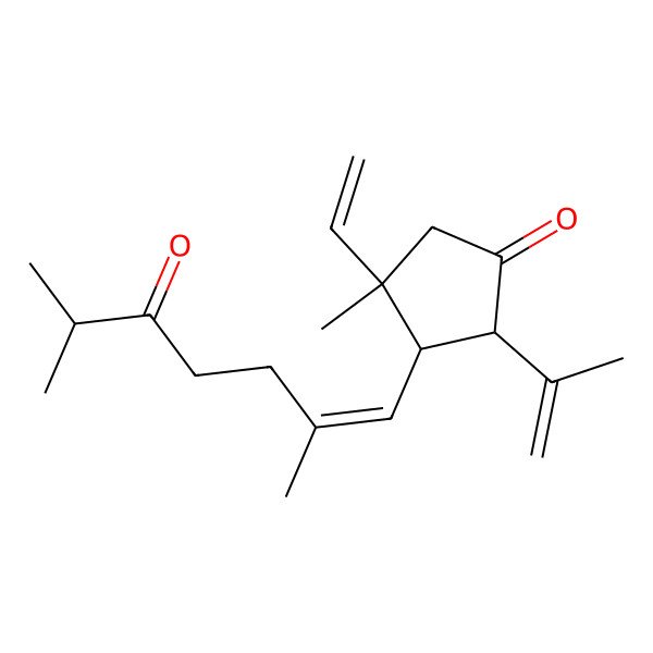 2D Structure of (2R,3S,4R)-3-[(E)-2,6-dimethyl-5-oxohept-1-enyl]-4-ethenyl-4-methyl-2-prop-1-en-2-ylcyclopentan-1-one