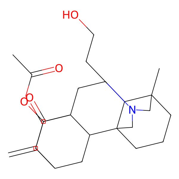 2D Structure of [13-(2-Hydroxyethyl)-11-methyl-5-methylidene-18-oxo-13-azapentacyclo[9.3.3.24,7.01,10.02,7]nonadecan-6-yl] acetate