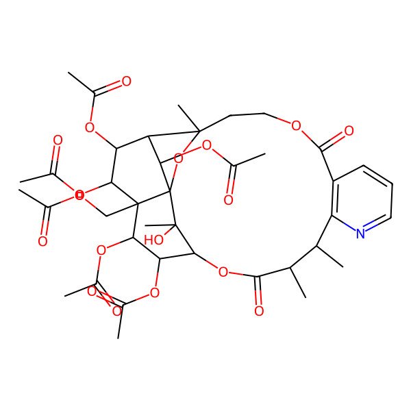 2D Structure of [(1S,3R,14R,15S,18S,19R,20R,21R,22R,23S,24R,25R,26S)-19,20,22,23,25-pentaacetyloxy-26-hydroxy-3,14,15,26-tetramethyl-7,16-dioxo-2,6,17-trioxa-12-azapentacyclo[16.7.1.01,21.03,24.08,13]hexacosa-8(13),9,11-trien-21-yl]methyl acetate