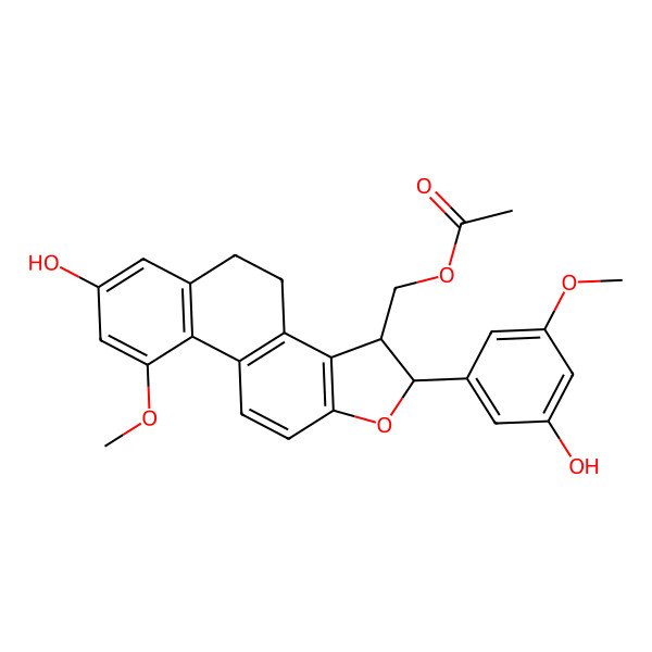 2D Structure of [(2R,3S)-7-hydroxy-2-(3-hydroxy-5-methoxyphenyl)-9-methoxy-2,3,4,5-tetrahydronaphtho[2,1-e][1]benzofuran-3-yl]methyl acetate