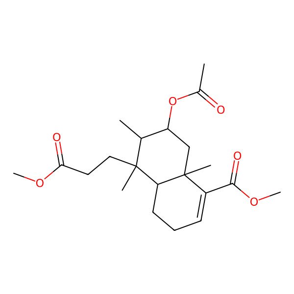 2D Structure of methyl (4aR,5R,6S,7R,8aR)-7-acetyloxy-5-(3-methoxy-3-oxopropyl)-5,6,8a-trimethyl-3,4,4a,6,7,8-hexahydronaphthalene-1-carboxylate