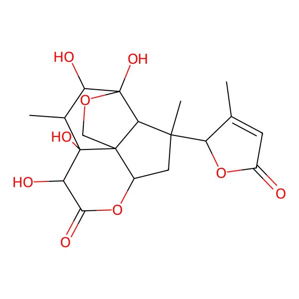 2D Structure of 8,9,11,12-tetrahydroxy-3,10-dimethyl-3-(3-methyl-5-oxo-2H-furan-2-yl)-6,13-dioxatetracyclo[7.5.0.01,5.02,12]tetradecan-7-one