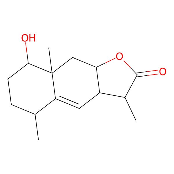 2D Structure of (3S,3aR,5S,8S,8aR,9aR)-8-hydroxy-3,5,8a-trimethyl-3,3a,5,6,7,8,9,9a-octahydrobenzo[f][1]benzofuran-2-one