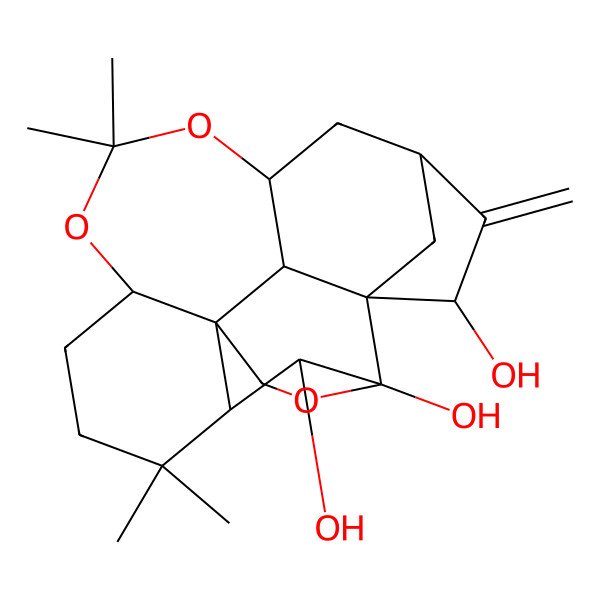 2D Structure of (1S,2S,3R,6S,7S,8R,12S,16S,18S,20R)-9,9,14,14-tetramethyl-19-methylidene-5,13,15-trioxahexacyclo[16.2.1.01,6.02,16.03,8.03,12]henicosane-6,7,20-triol