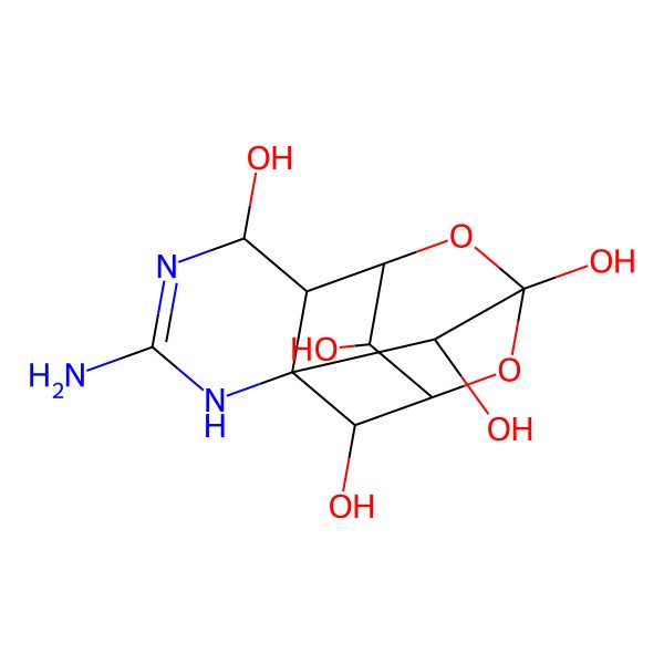 2D Structure of (1R,5R,6R,7R,12S,13S,14S)-3-amino-8,10-dioxa-2,4-diazatetracyclo[7.3.1.17,11.01,6]tetradec-3-ene-5,9,12,13,14-pentol