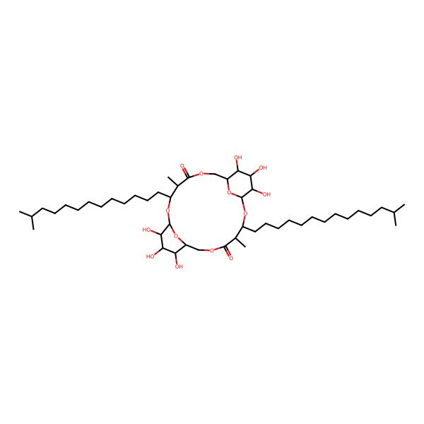 2D Structure of (1R,3R,4R,8R,9R,10S,11R,12S,14R,15R,19R,20R,21S,22R)-9,10,11,20,21,22-hexahydroxy-4,15-dimethyl-3-(13-methyltetradecyl)-14-(12-methyltridecyl)-2,6,13,17,23,24-hexaoxatricyclo[17.3.1.18,12]tetracosane-5,16-dione