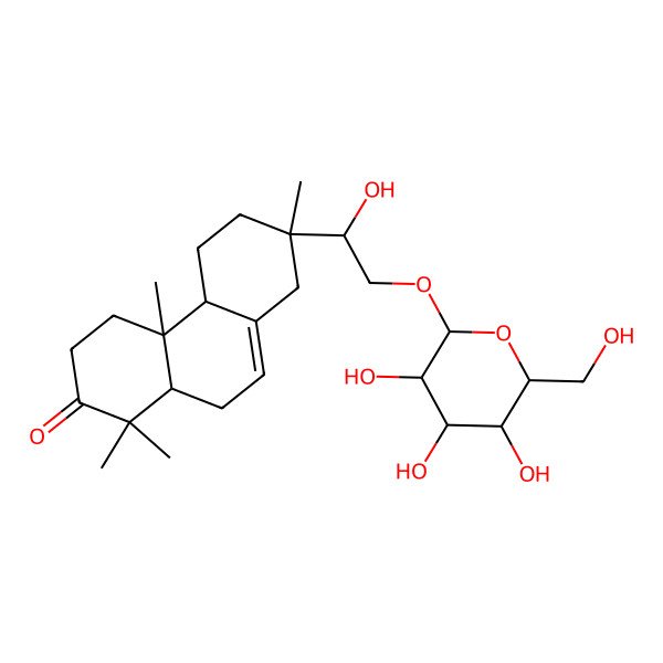 2D Structure of (4aS,4bR,7S,10aS)-7-[(1S)-1-hydroxy-2-[(2R,3R,4S,5S,6R)-3,4,5-trihydroxy-6-(hydroxymethyl)oxan-2-yl]oxyethyl]-1,1,4a,7-tetramethyl-3,4,4b,5,6,8,10,10a-octahydrophenanthren-2-one