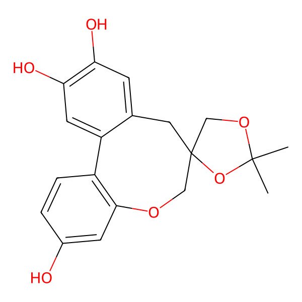 2D Structure of 2,2-Dimethylspiro[1,3-dioxolane-4,10'-8-oxatricyclo[10.4.0.02,7]hexadeca-1(16),2(7),3,5,12,14-hexaene]-5',14',15'-triol