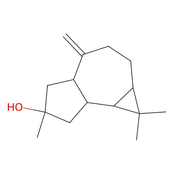 2D Structure of (1aR,4aR,6R,7aR,7bS)-1,1,6-trimethyl-4-methylidene-1a,2,3,4a,5,7,7a,7b-octahydrocyclopropa[e]azulen-6-ol