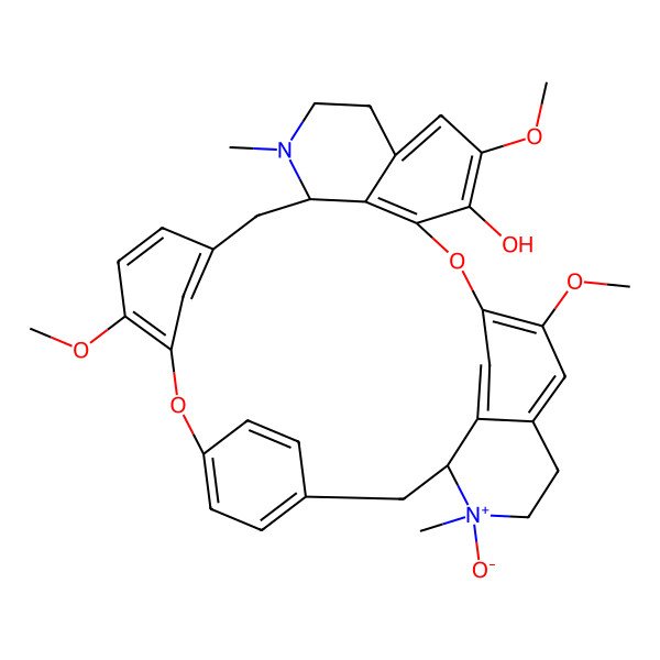 2D Structure of (1S,14S,30S)-9,20,25-trimethoxy-15,30-dimethyl-30-oxido-7,23-dioxa-15-aza-30-azoniaheptacyclo[22.6.2.23,6.18,12.114,18.027,31.022,33]hexatriaconta-3(36),4,6(35),8,10,12(34),18,20,22(33),24,26,31-dodecaen-21-ol