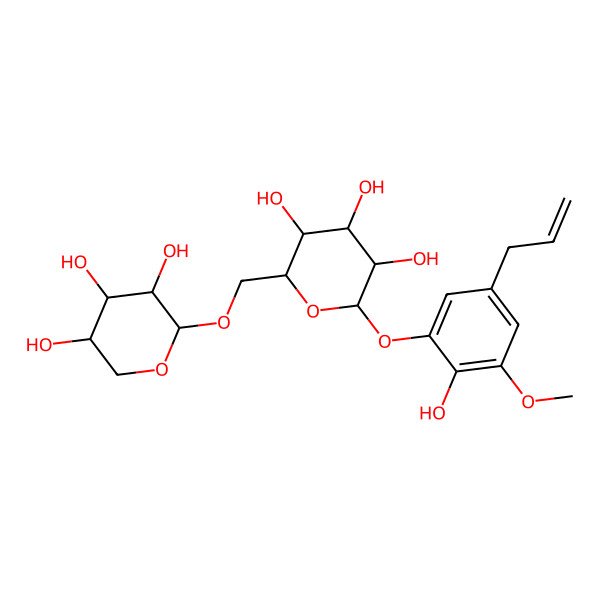 2D Structure of 2-(2-Hydroxy-3-methoxy-5-prop-2-enylphenoxy)-6-[(3,4,5-trihydroxyoxan-2-yl)oxymethyl]oxane-3,4,5-triol
