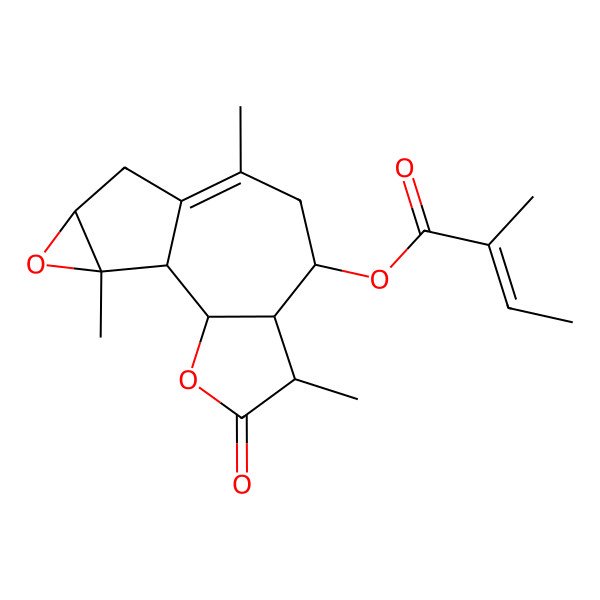 2D Structure of [(1S,2S,5S,6R,7S,12R,14S)-5,9,14-trimethyl-4-oxo-3,13-dioxatetracyclo[8.4.0.02,6.012,14]tetradec-9-en-7-yl] (E)-2-methylbut-2-enoate