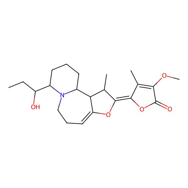 2D Structure of (5Z)-5-[(1S,2R,3S,11R)-11-[(1R)-1-hydroxypropyl]-3-methyl-5-oxa-10-azatricyclo[8.4.0.02,6]tetradec-6-en-4-ylidene]-3-methoxy-4-methylfuran-2-one