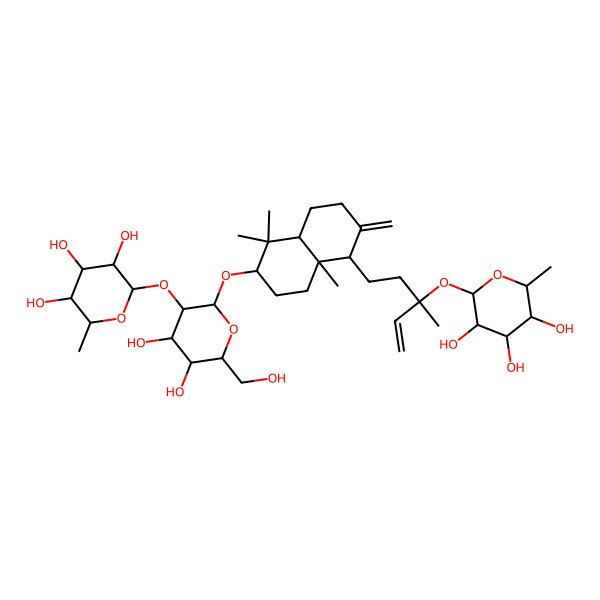 2D Structure of 2-[2-[[1,1,4a-trimethyl-6-methylidene-5-[3-methyl-3-(3,4,5-trihydroxy-6-methyloxan-2-yl)oxypent-4-enyl]-3,4,5,7,8,8a-hexahydro-2H-naphthalen-2-yl]oxy]-4,5-dihydroxy-6-(hydroxymethyl)oxan-3-yl]oxy-6-methyloxane-3,4,5-triol