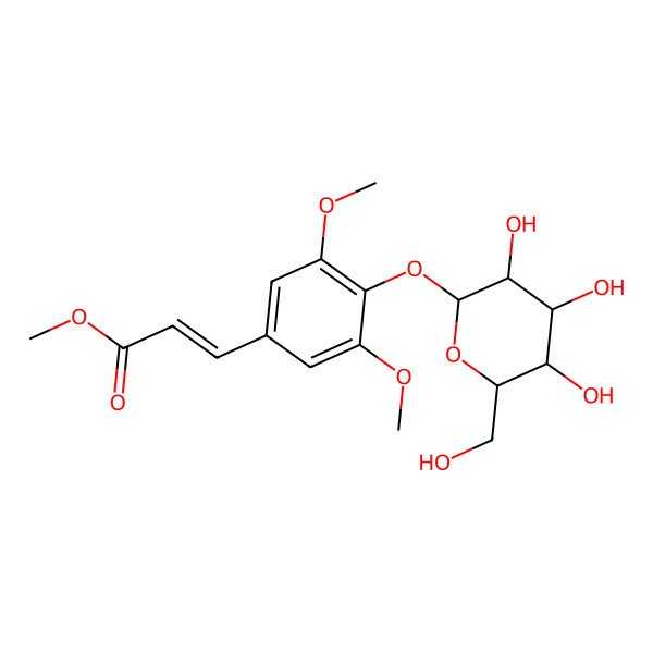 2D Structure of methyl (E)-3-[3,5-dimethoxy-4-[(2S,3R,4S,5S,6R)-3,4,5-trihydroxy-6-(hydroxymethyl)oxan-2-yl]oxyphenyl]prop-2-enoate