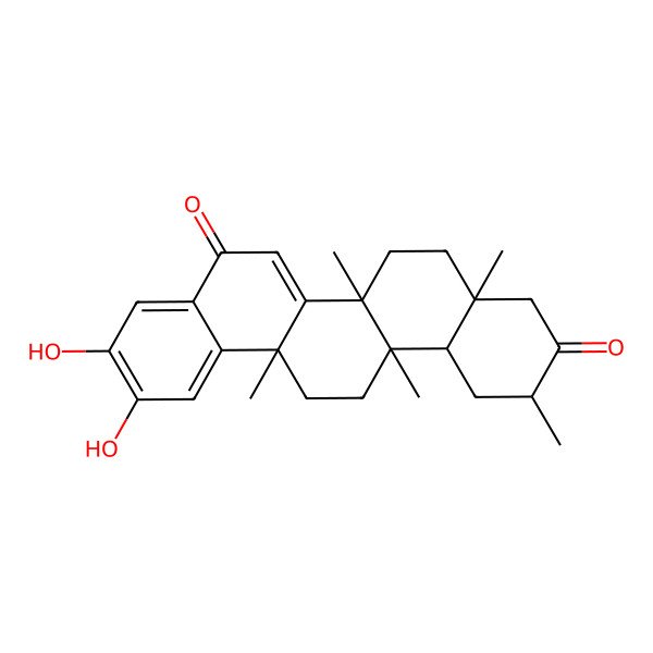 2D Structure of (2R,4aS,6aR,6aS,14aS,14bR)-10,11-dihydroxy-2,4a,6a,6a,14a-pentamethyl-1,2,4,5,6,13,14,14b-octahydropicene-3,8-dione